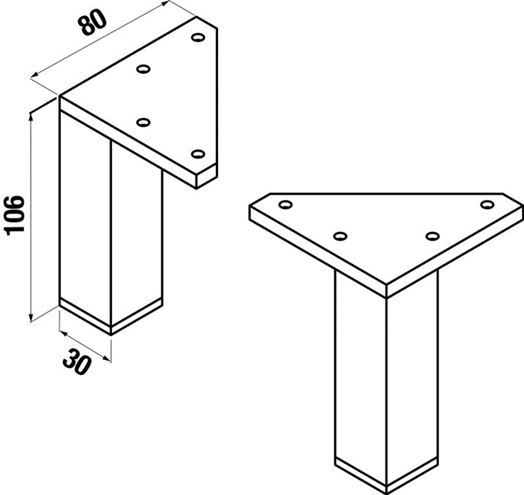 EASY PACK nohy 80x106x30mm H4944010390001 Technický nákres