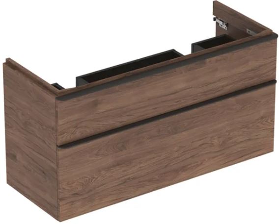 GEBERIT SMYLE SQUARE skrinka pod dvojumývadlo 118,4x47x61,7 cm, 2 zásuvky, orech hickory 500.356.JR.1 Obrázek - Hlavní obrázek