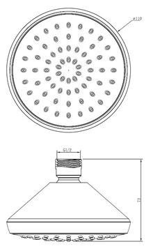 EASY horná sprcha pr. 110 mm, biela/chróm JA182 Technický nákres