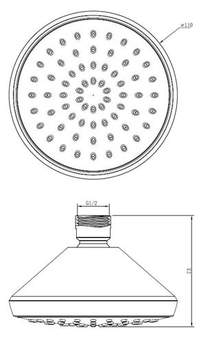 EASY horná sprcha pr. 110 mm, biela/chróm JA182 Technický nákres