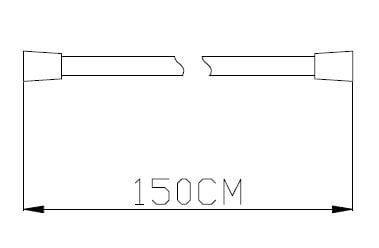 EASY JAMAICA JA 303 sprchová hadica 1500 mm, hladká, plast, šedá JA303 Technický nákres