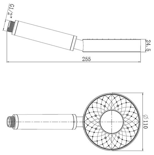 EASY ručná sprcha pr. 110 mm, 3 prúdy, biela/chróm JA187 Technický nákres