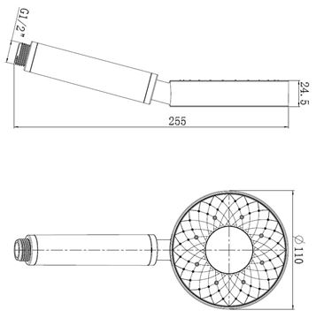 EASY ručná sprcha pr. 110 mm, 3 prúdy, biela/chróm JA187 Technický nákres