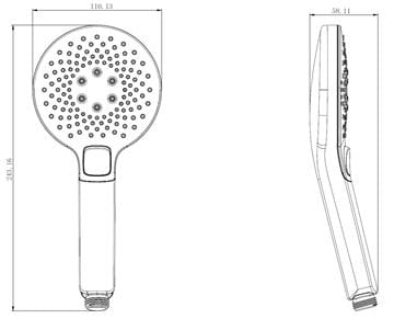 EASY ručná sprcha pr. 110 mm, 3 prúdy, biela/chróm JA190 Technický nákres