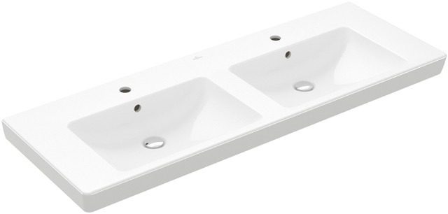 VILLEROY & BOCH VERITY DESIGN 2.0 dvojumývadlo 130 cm, s 2 otvormi pre batérie a prepadom, alpská biela 4A94D001 Obrázek - Hlavní obrázek
