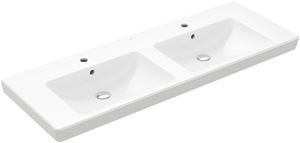 VILLEROY & BOCH VERITY DESIGN 2.0 dvojumývadlo 130 cm, s 2 otvormi pre batérie a prepadom, CeramicPlus