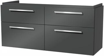 VILLEROY & BOCH VERITY DESIGN 2.0 skrinka pod dvojumývadlo 128,5x45x60 cm, 4 zásuvky, Glossy Grey