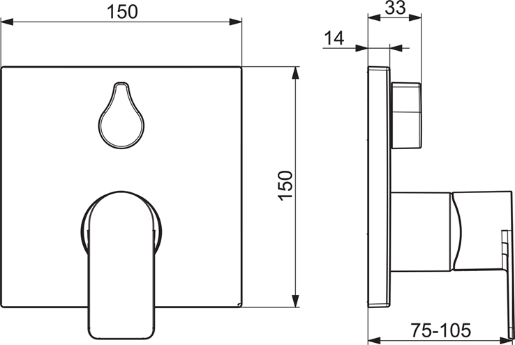 HANSA STELA podomietková batéria, pre 2 spotrebiče, chróm 87849073 Technický nákres