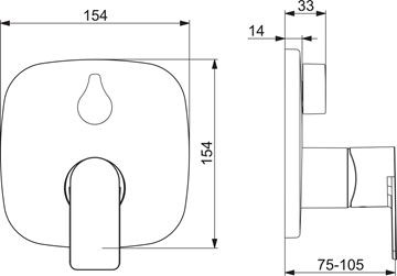 HANSA STELA podomietková batéria, pre 2 spotrebiče, chróm 87849173 Technický nákres