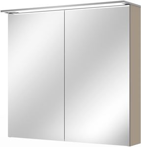 VILLEROY & BOCH VERITY DESIGN 2.0 zrkadlová skrinka 80x76x14,9 cm, osvetlenie, so zväčšovacím zrkadlom, vypínačom a el. zásuvkou, Sandgrey Matt