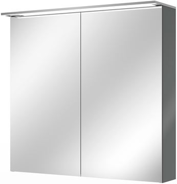 VILLEROY & BOCH VERITY DESIGN 2.0 zrkadlová skrinka 80x76x14,9 cm, osvetlenie, so zväčšovacím zrkadlom, vypínačom a el. zásuvkou, Glossy Grey