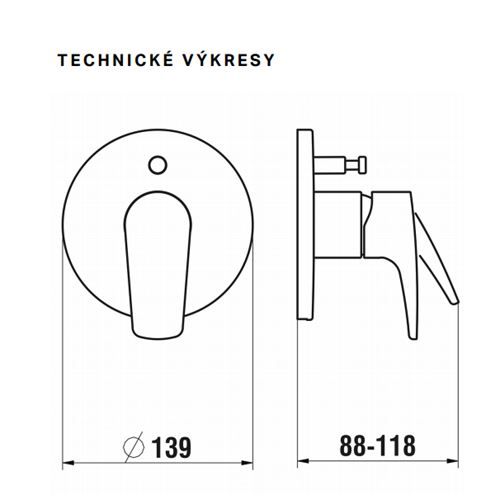 LAUFEN LAURIN vaňová podomietková batéria, s prepínačom, chróm HF500779100000 Technický nákres