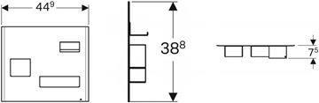 GEBERIT magnetická tabuľa 44,9x7,5x38,8 cm, nástenná, s priehradkami, matná čierna 500.649.16.1 Technický nákres