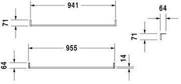 DURAVIT VERO držiak uteráka 955 mm, chróm 0030391000 Technický nákres
