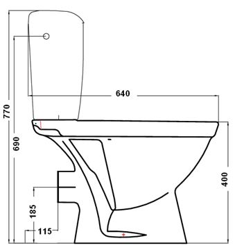 EASY WC kombi misa, zadný odpad H8242760000001 Technický nákres