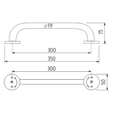 NIMCO madlo 300 mm, lesklá nerez BM 3035-18 Technický nákres