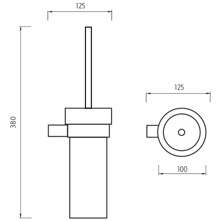NIMCO BORMO WC kefa, nástenná, sklo, chróm BR 11094W-26 Technický nákres