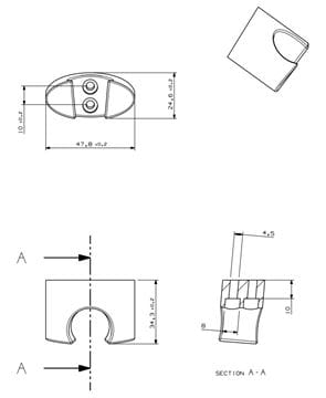 CONCEPT 100 nástenný držiak, chróm PA01122/CO Technický nákres