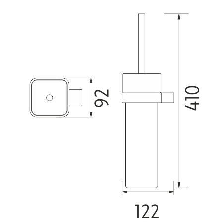 NIMCO KIBO WC kefa, nástenná, keramika, biela/chróm KI 14094K-26 Technický nákres