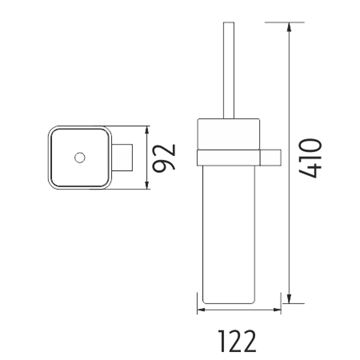 NIMCO KIBO WC kefa, nástenná, keramika, biela/chróm KI 14094K-26 Technický nákres
