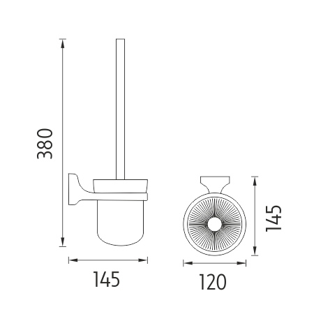 NIMCO MONOLIT WC kefa, nástenná, sklo, chróm MO 4094C-26 Technický nákres