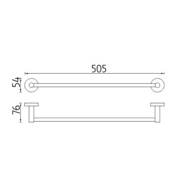 NIMCO UNIX držiak uteráka 505 mm, chróm UN 13046-26 Technický nákres