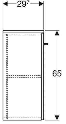 GEBERIT SELNOVA SQUARE nízka skrinka 33x29,7x65 cm, 1 dvierka, lesklá biela 501.272.00.1 Technický nákres
