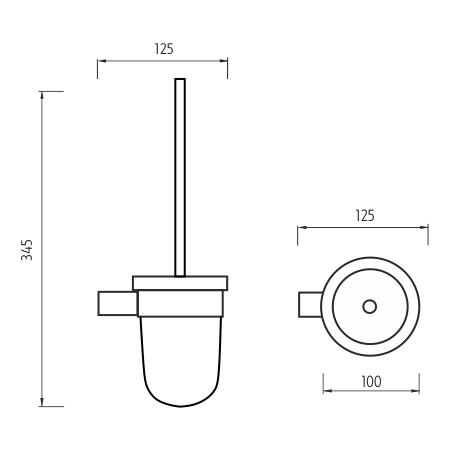 NIMCO BORMO WC kefa, nástenná, sklo, chróm BR 11094WN-26 Technický nákres