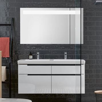 VILLEROY & BOCH SUBWAY 2.0 skrinka pod dvojumývadlo 128,7x44,9x59 cm, 4 zásuvky, Glossy White A91710DH Obrázek - fotka