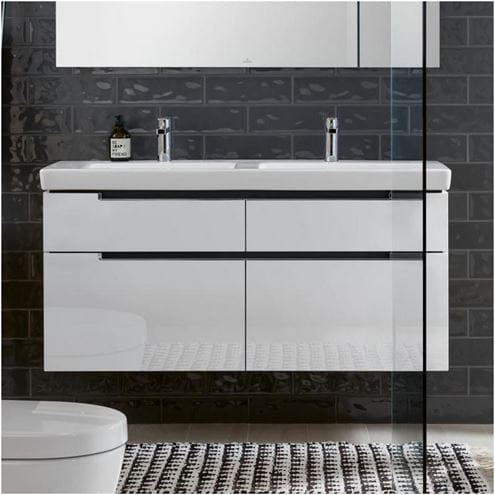 VILLEROY & BOCH SUBWAY 2.0 skrinka pod dvojumývadlo 128,7x44,9x59 cm, 4 zásuvky, Glossy White A91710DH Obrázek - fotka
