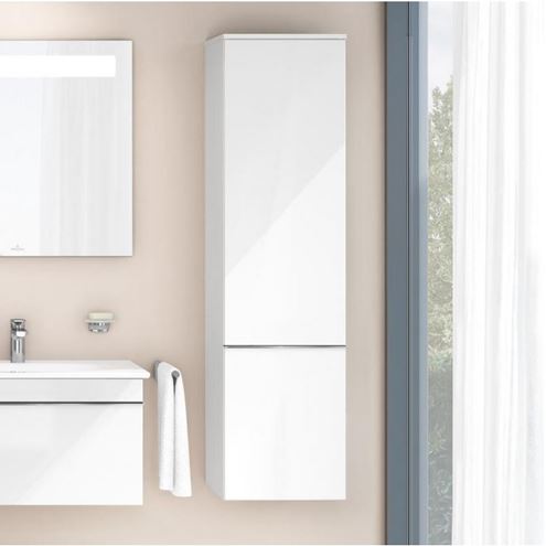 VILLEROY & BOCH VENTICELLO vysoká skrinka 40,4x37,2x154,6 cm, 1 dvierka, pánty vpravo, Glossy White A95111DH Obrázek - fotka
