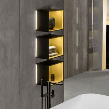 VILLEROY & BOCH FINION polica, s osvetlením, nástenná, gold/black matt lacquer G580HFPD Obrázek - fotka