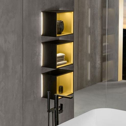 VILLEROY & BOCH FINION polica, s osvetlením, nástenná, gold/black matt lacquer G580HFPD Obrázek - fotka