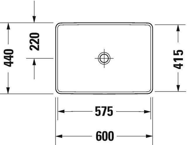 DURAVIT D-NEO umývadlo 60 cm, bez prepadu, WonderGliss 03586000791 Technický nákres