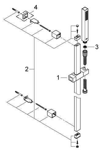 GROHE EUPHORIA CUBE+ STICK sprchová súprava 3-dielna, ručná sprcha 216 mm, tyč, hadica, Water Saving, chróm 27891000 Obrázek - fotka