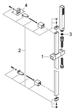 GROHE EUPHORIA CUBE+ STICK sprchová súprava 3-dielna, ručná sprcha 216 mm, tyč, hadica, Water Saving, chróm 27891000 Obrázek - fotka