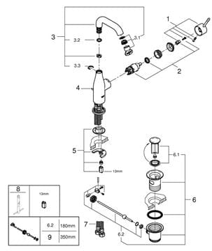 GROHE ESSENCE NEW umývadlová stojanková batéria, s odtokovou súpravou, chróm 23462001 Obrázek - fotka