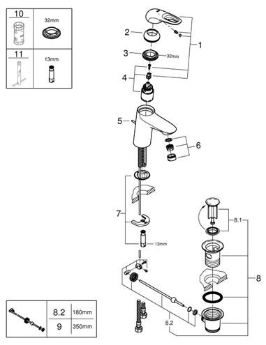 GROHE EUROSTYLE umývadlová stojanková batéria, s odtokovou súpravou, mesačná biela/chróm 33558LS3 Obrázek - fotka