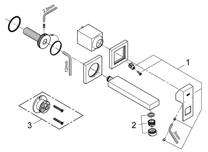 GROHE EUROCUBE umývadlová podomietková batéria, chróm 19895000 Obrázek - fotka