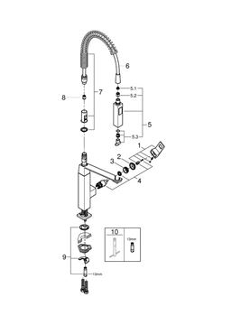 GROHE EUROCUBE drezová batéria, s flexi ramienkom a sprškou, chróm 31395000 Obrázek - fotka