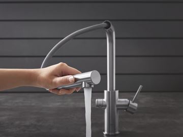 GROHE BLUE HOME drezová elektronická batéria, s vyťahovacou koncovkou, s filtračným a chladiacim zariadením, Bluetooth, napájanie zo siete, supersteel 31539DC0 Obrázek - fotka
