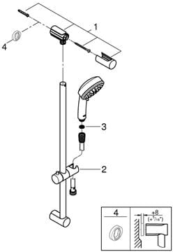 GROHE NEW TEMPESTA COSMOPOLITAN 100 sprchová súprava 3-dielna, ručná sprcha pr. 100 mm, 4 prúdy, tyč, hadica, Water Saving, chróm 27580002 Obrázek - fotka