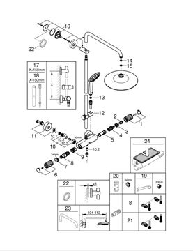 GROHE EUPHORIA SYSTEM 260 sprchový set s termostatickou batériou, horná sprcha, ručná sprcha s 3 prúdmi, tyč, hadica, chróm 27615002 Obrázek - fotka