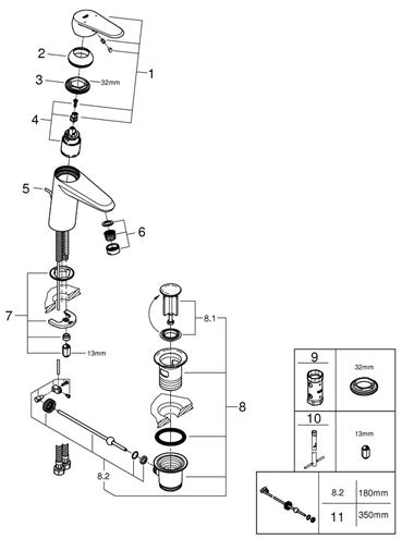 GROHE EURODISC COSMOPOLITAN umývadlová stojanková batéria, s odtokovou súpravou, chróm 3319020E Obrázek - fotka