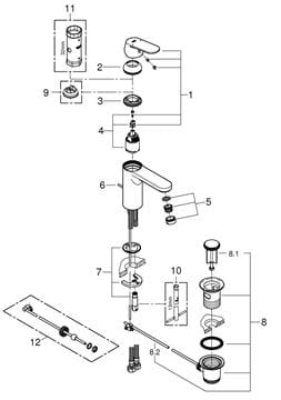 GROHE EUROSMART COSMOPOLITAN umývadlová stojanková batéria, s odtokovou súpravou, chróm 23325000 Obrázek - fotka