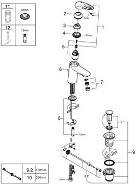 GROHE EUROSTYLE umývadlová stojanková batéria, s odtokovou súpravou, SilkMove ES, mesačná biela/chróm 23374LS3 Obrázek - fotka
