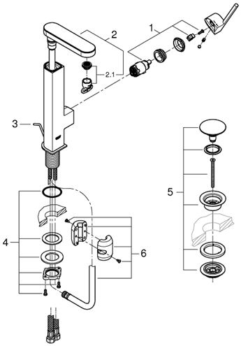 GROHE PLUS umývadlová stojanková batéria, s odtokovou súpravou, chróm 23844003 Obrázek - fotka