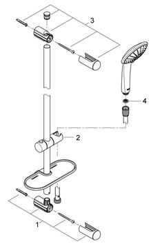 GROHE EUPHORIA 110 MASSAGE sprchová súprava 4-dielna, ručná sprcha pr. 110 mm, 3 prúdy, tyč, hadica, polička, chróm 27226001 Obrázek - fotka