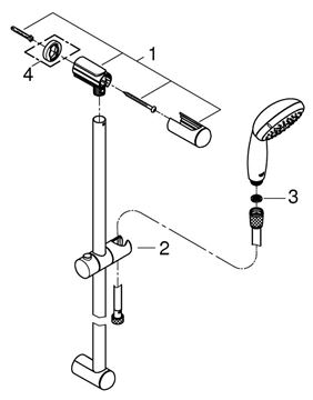 GROHE NEW TEMPESTA 100 sprchová súprava 3-dielna, ručná sprcha pr. 100 mm, tyč, hadica, Water Saving, chróm 27924001 Obrázek - fotka