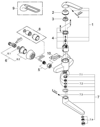 GROHE EUROECO SPECIAL umývadlová nástenná batéria, chróm 32773000 Obrázek - fotka
